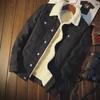 Men's Winter Lamb Wool Cotton Coat - Trendy Loose-Fit Denim Jacket with Plus Velvet, Thickened for Warmth