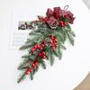 Christmas Teardrop Swag Wreath Artificial Pine Branch Teardrop Swag with Pine Cone Red Berry And Plaid for Winter
