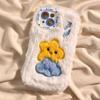 Embroidery Plush Cute Stars and Clouds Case For iPhone 15 14 11 12 13 Pro Max Creative Ladies Shockproof Luxury Cover