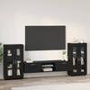 TV Cabinet Set with Drawers FLORIN 3 pcs Black Engineered Wood