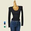 Early Autumn Collarbone U-Neck Short Slim Bottoming Shirt