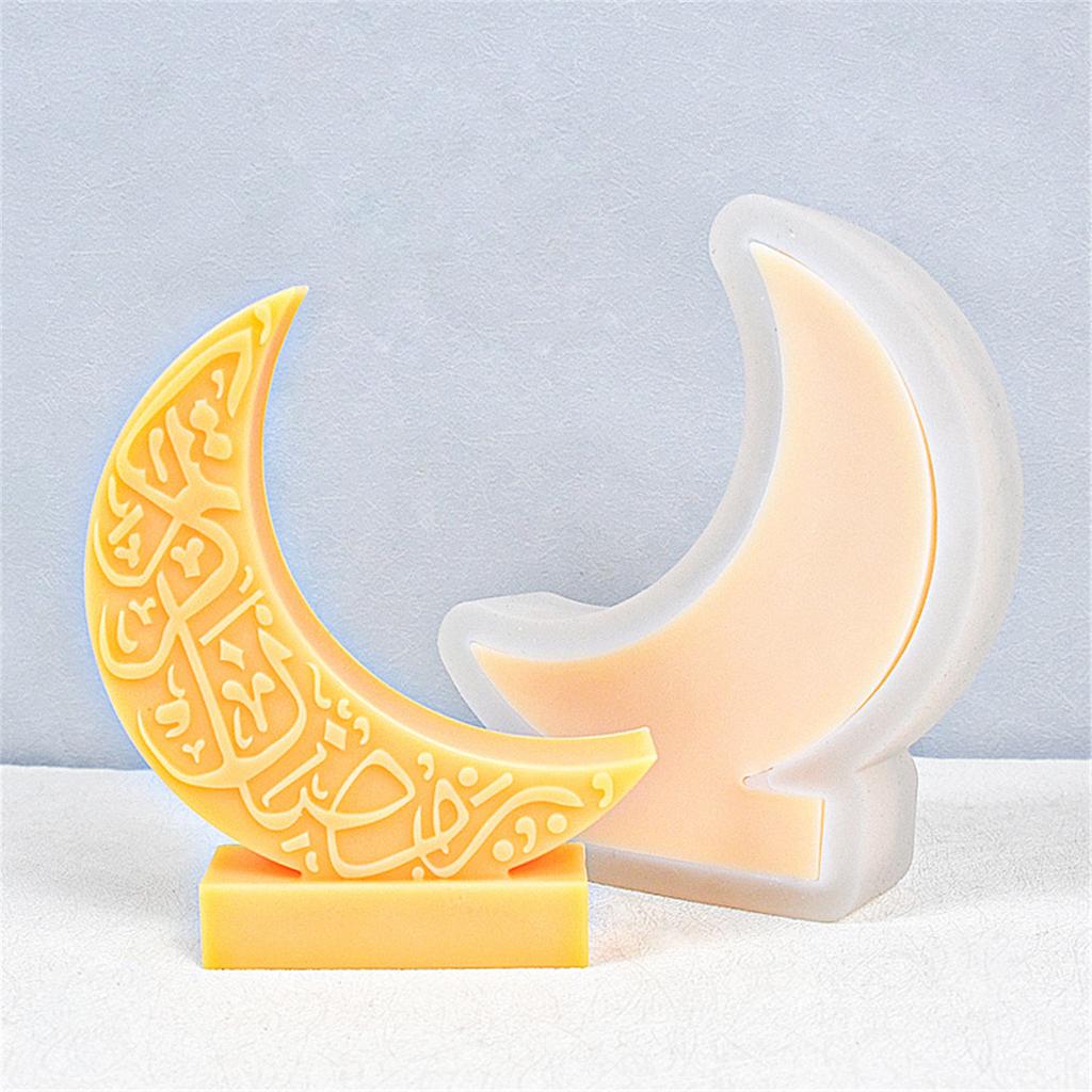Moon Silicone Mould Moon Shaped Candle Molds DIY Soap Casting Molds Handmade Resin Molds for Eid Ramadan Decorations