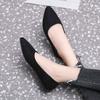 Versatile Soft Sole Non-slip Pointed Single Shoes Women's Autumn New Flat Sole Single Shoes Fashionable Wear-resistant Suede Work Women's Shoes