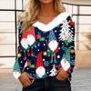 Рубашки с длинным рукавом для женщин Милые топы Рождественские принты Футболки Блузки Повседневные топы больших размеров Базовые топы Пуловеры