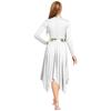 Metallic Patchwork Dress for Women Long Sleeve Worship Praise Tunic Irregular Hem Dance Costume