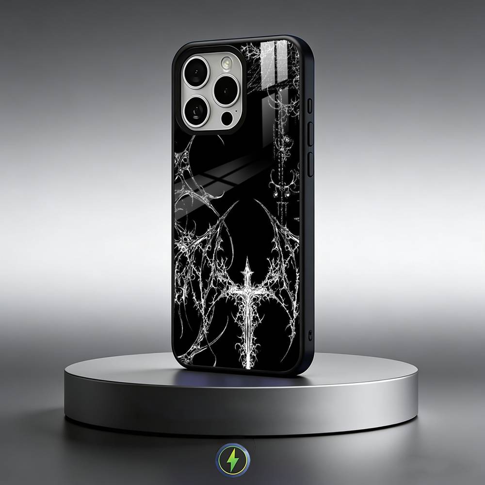 G-Gothic Cyber Sigil Cross Phone Case For iPhone17,16,15,14,13,12,11 Plus,Pro Max Magnetic For Magsafe Wireless Charging