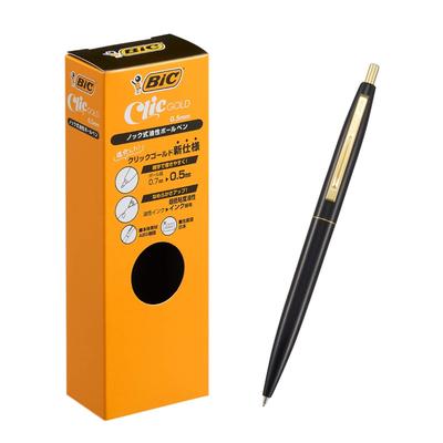 Bic Japan Шариковая ручка с кнопкой Золотая Черная Гладкий Черный Корпус 12 штук CFCGBLK05BLKJ 0.5 На масляной основе
