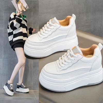 Туфли из натуральной кожи, повседневные кроссовки, женские, новые, на массивной платформе, спортивная обувь, женские туфли на высоком каблуке, дизайнерские, теннисные, на толстой подошве