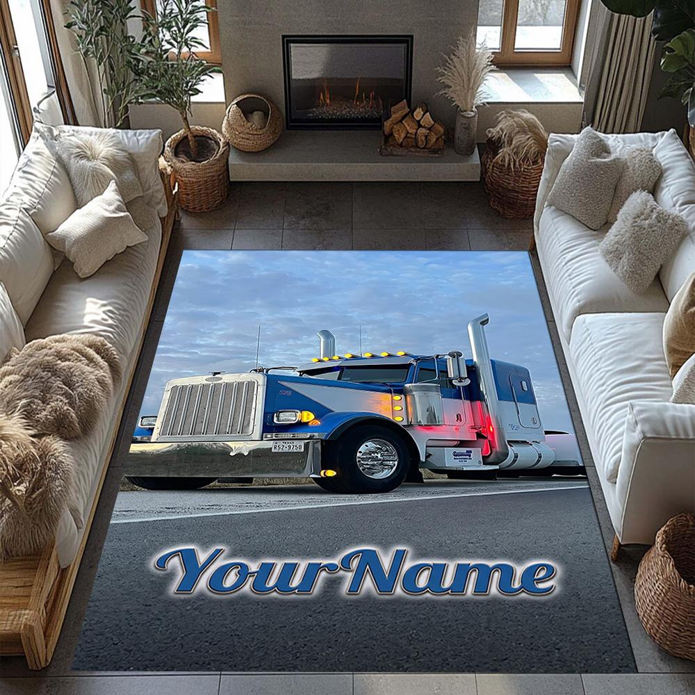 Peterbilt Heavy Trucks Personalized Text Floor Rug Office Rug Suitable for Balcony Dormitory Foyer Hallway Anti-slip Rug Decorate Offices