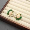 Западные Средневековые Ретро Овальные Серьги Дизайн Продвинутые Серьги из Порошкового Кристалла Женские Серьги с Зеленым Агатом