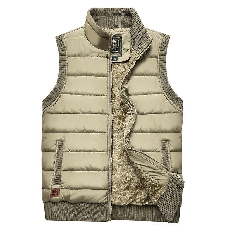 Autumn and Winter Men's Casual Vest Plus Velvet Stand Collar Plus Size Warm Vest Jacket Men's Clothing
