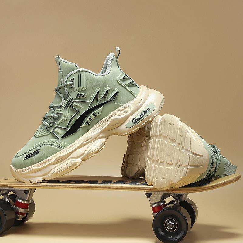 Модные осенне-зимние новые кожаные высокие кроссовки на толстой подошве в универсальном гонконгском стиле, мужская спортивная обувь, удобная и легкая, мужская меховая повседневная