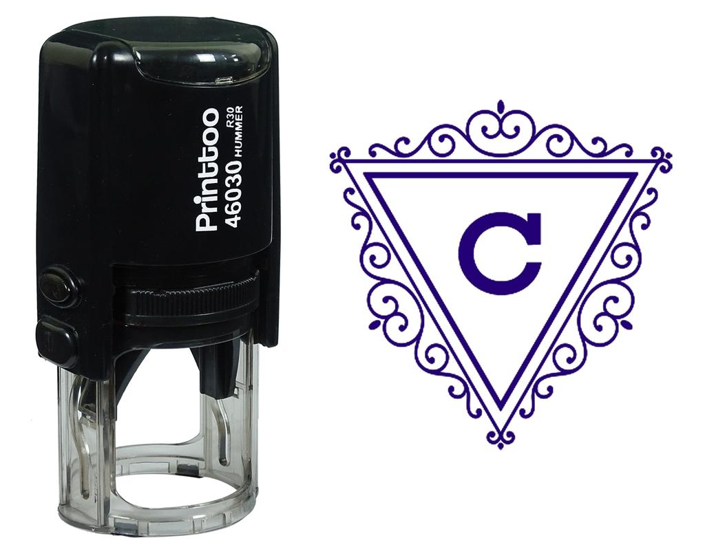 Printtoo C Алфавит Вихревой Граница Треугольник Монограмма Начальная Самостоятельная Краска Резиновая Штамп Офис