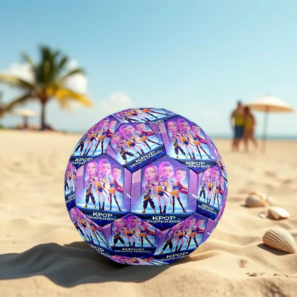 KPop Demon Hunters Print Size 5 Soccer Ball, Standard Match Football for Sports Game and Team Practice, Ideal Gift for Soccer Fans