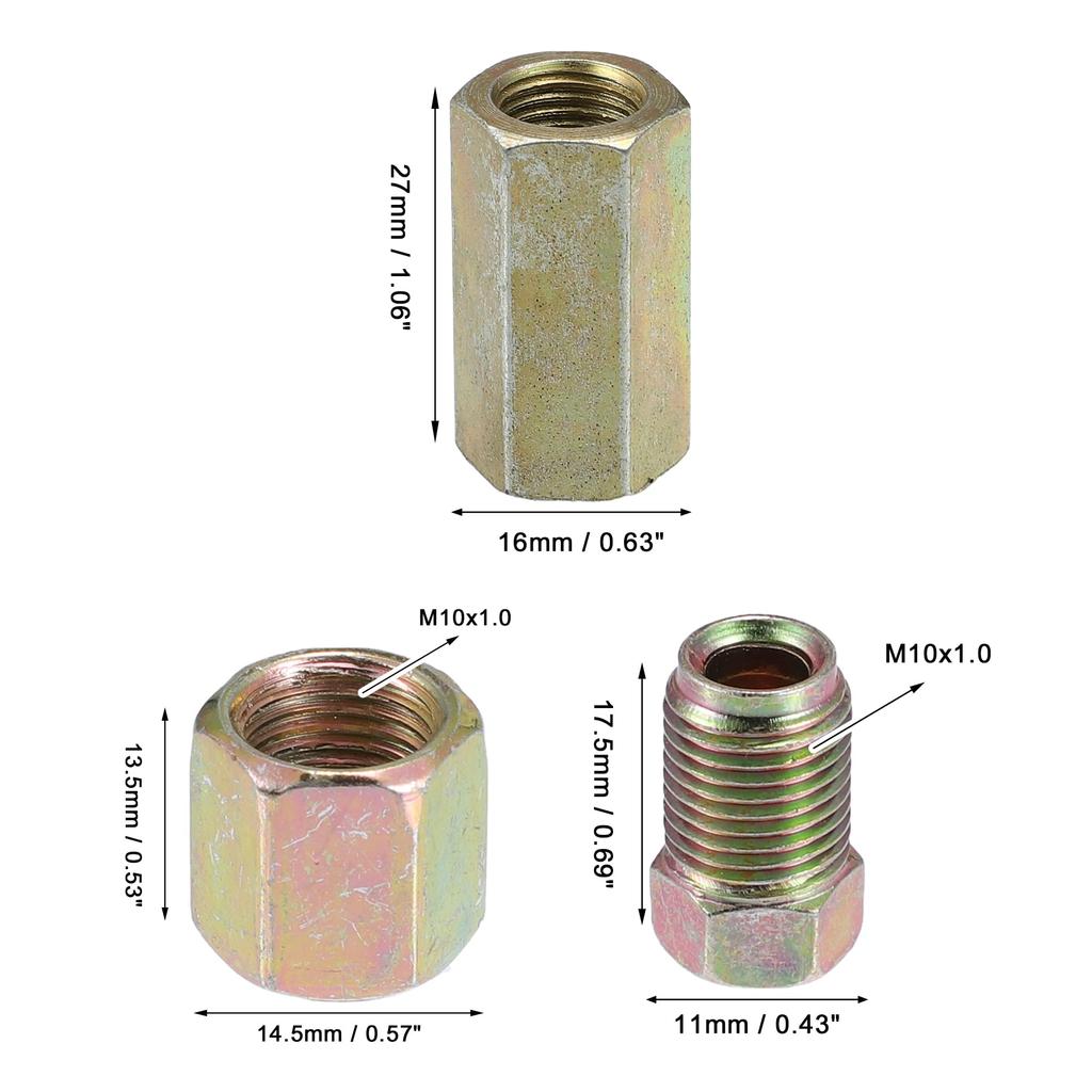 uxcell Motorcycle Brake Line Tube Fittings Brake Line Union Durable Brake Pipe Connector 4.8mm Hydraulic 35pcs