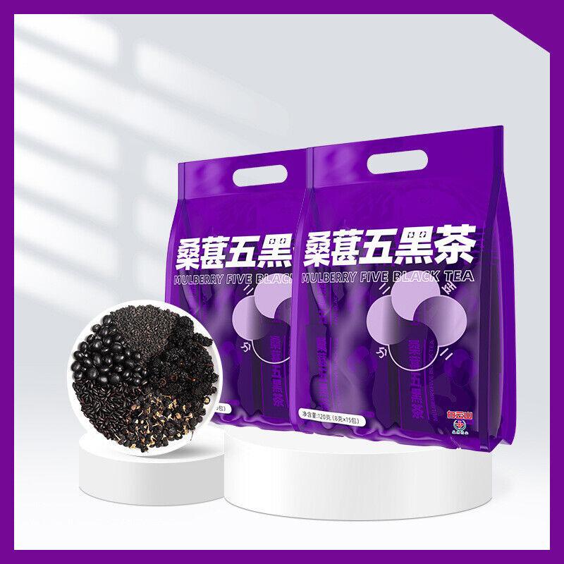 Черный чай из шелковицы Чай Юэфа Черный кунжут Черная фасоль Черный волчий чай для здоровья