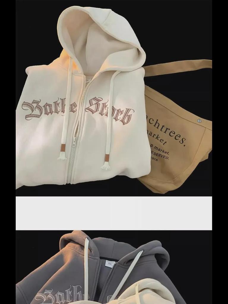 Unisex American-Style Zipper Hoodie: Loose Fit, Trendy Casual Jacket for Spring & Autumn