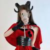 Artificial Halloween Devil Headband Gothic Goat Horn Hair Hoop Black Demon Horn Headwear  Carnival