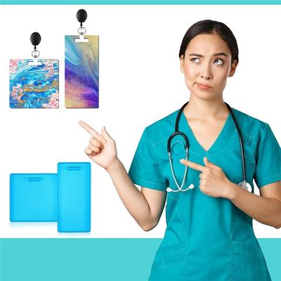 A25F-Для эпоксидной смолы Для смолы DIY Поделки Для смолы 2 шт. Силиконовые формы для держателей бейджей, Набор форм для бейдж-бадди Изготовление персонализированных ID-карточек