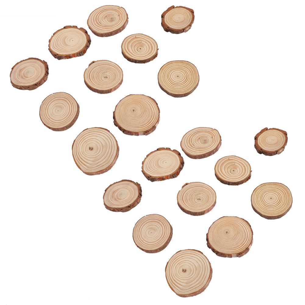 20pcs Pine Round Wood Slices DIY Wood Discs Crafts Home Decoration Photography Props