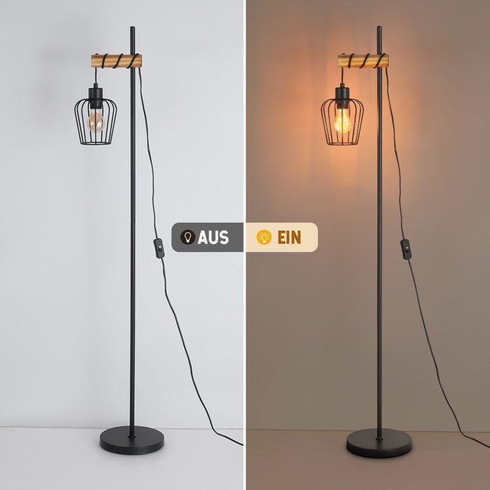 Lampadaire - NETTLIFE - 152 cm - Métal noir - Douille E27 - Style Scandinave Moderne