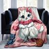 1PC Cute Cartoon Cat Blanket, Seasonal Universal Home Decoration Blanket, for Decorating Your Own Sofa and Living Room, Super Soft Flannel,