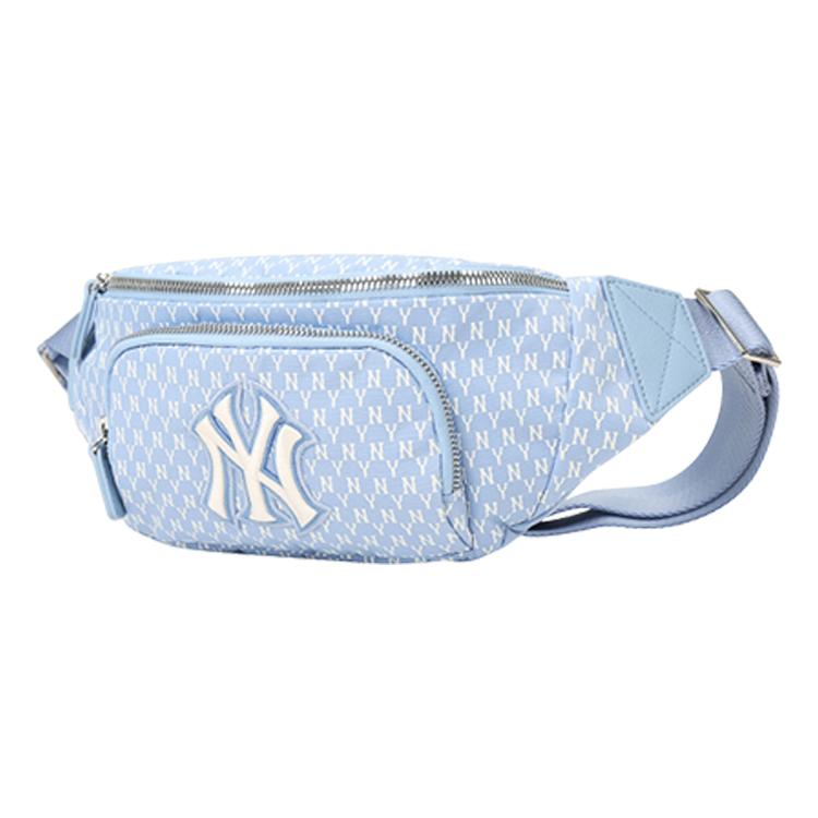 Новая коллекция MLB Monogram Нейлоновая сумка через плечо, сумка-кроссбоди, поясная сумка, обычная, унисекс, дымчато-голубая 32BGC9111-50S