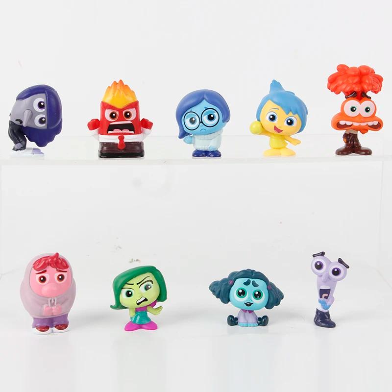 9 Piece Set Disney Mini Inside Out 2 Figure Toy Cartoon Movie Joy Anxiety Anger Sad Disgust Fear Model Doll Statue Kids Gift