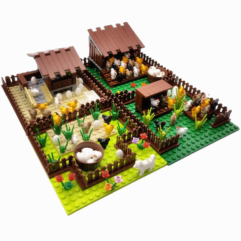 Farm Sunflowers Trees Bricks Blocks for Children MOC City Building Toys Animals Acc Bloques Compatible Classic Mini Blocks Parts