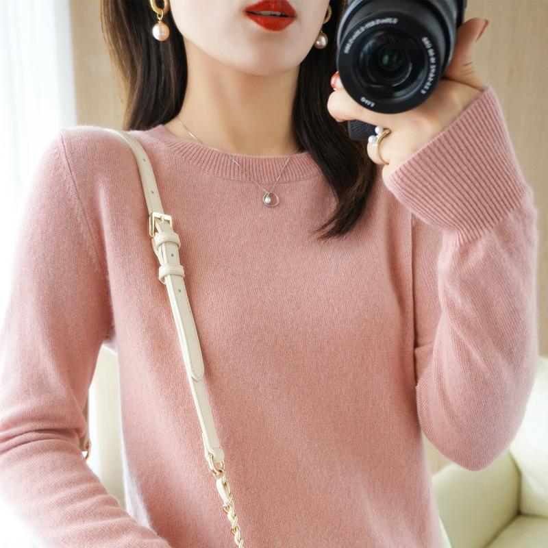 Женский свитер с круглым вырезом, осень-зима, базовый пуловер, теплые повседневные джемперы, корейская модная весенняя трикотажная рубашка, нижняя рубашка