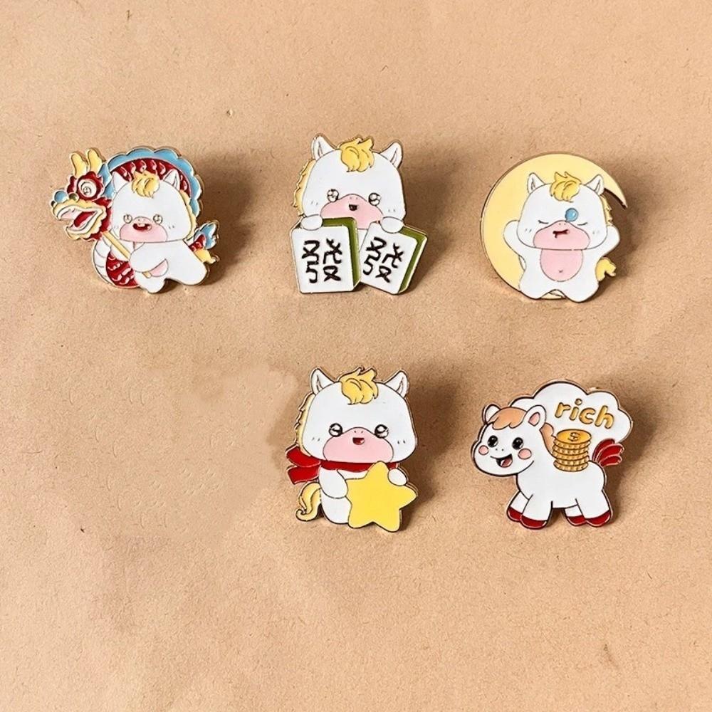 Zinc Zinc Zinc Alloy Zodiac Horse Brooch Chinese Style Animal Brooch Cute New Year Lapel Pins  New Year Gift