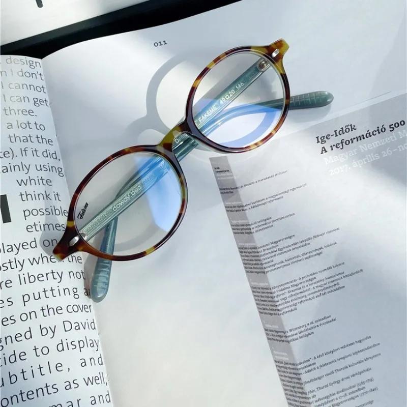 Ретро Очки для близорукости Женские Маленькая Круглая Оправа Анти-Синий Свет Мужские Художественная Оправа Очки от 0 до -4.0