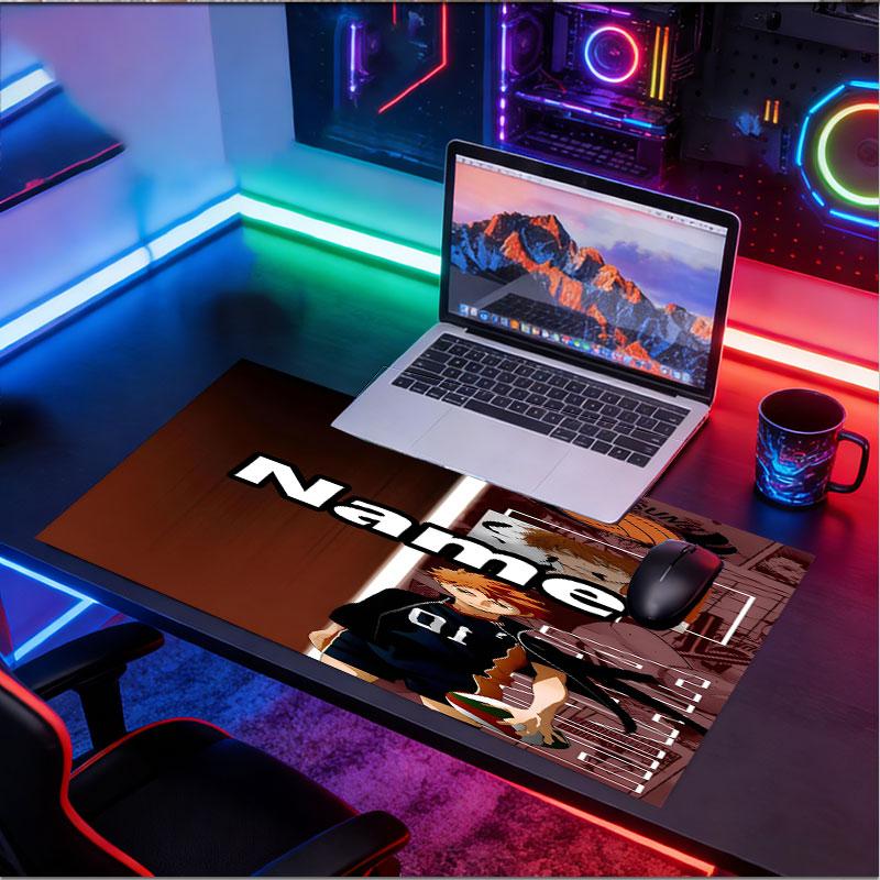 Custom Name Personalized Haikyu Pattern Mousepad, Laptop PC Desk Mat, Decorative Desk Mat for Home Keyboard Pad Gift