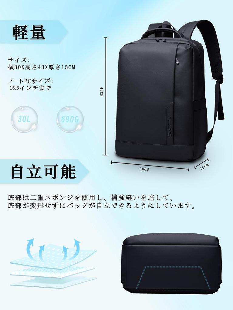 Business Backpack for Ultra Waterproof Compatible with Waterproof Stain Shock Large Laptop For High School Business Unisex [MANETTA] Men, Lightweight,