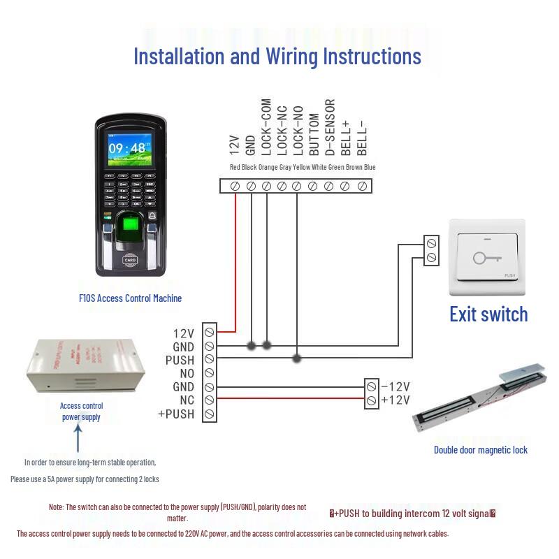 Realand F10S3 Fingerprint Access Control System with Magnetic Lock Kit CN plug (adapter included)
