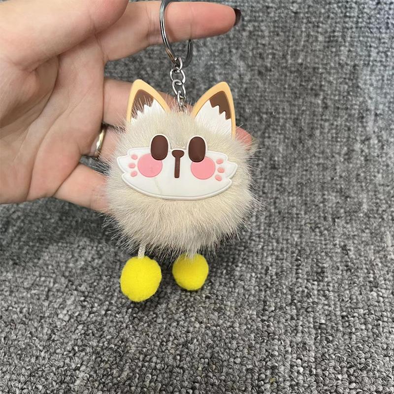 Cartoon Plush Lucky Cat Toy Keychain Cute Bag Charms Car Keyring Pendant Accessories For Women Couples Kawaii Gift