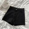 High-waisted Black Denim Shorts for Women Simple and Versatile Tight and Hip-covered Pants