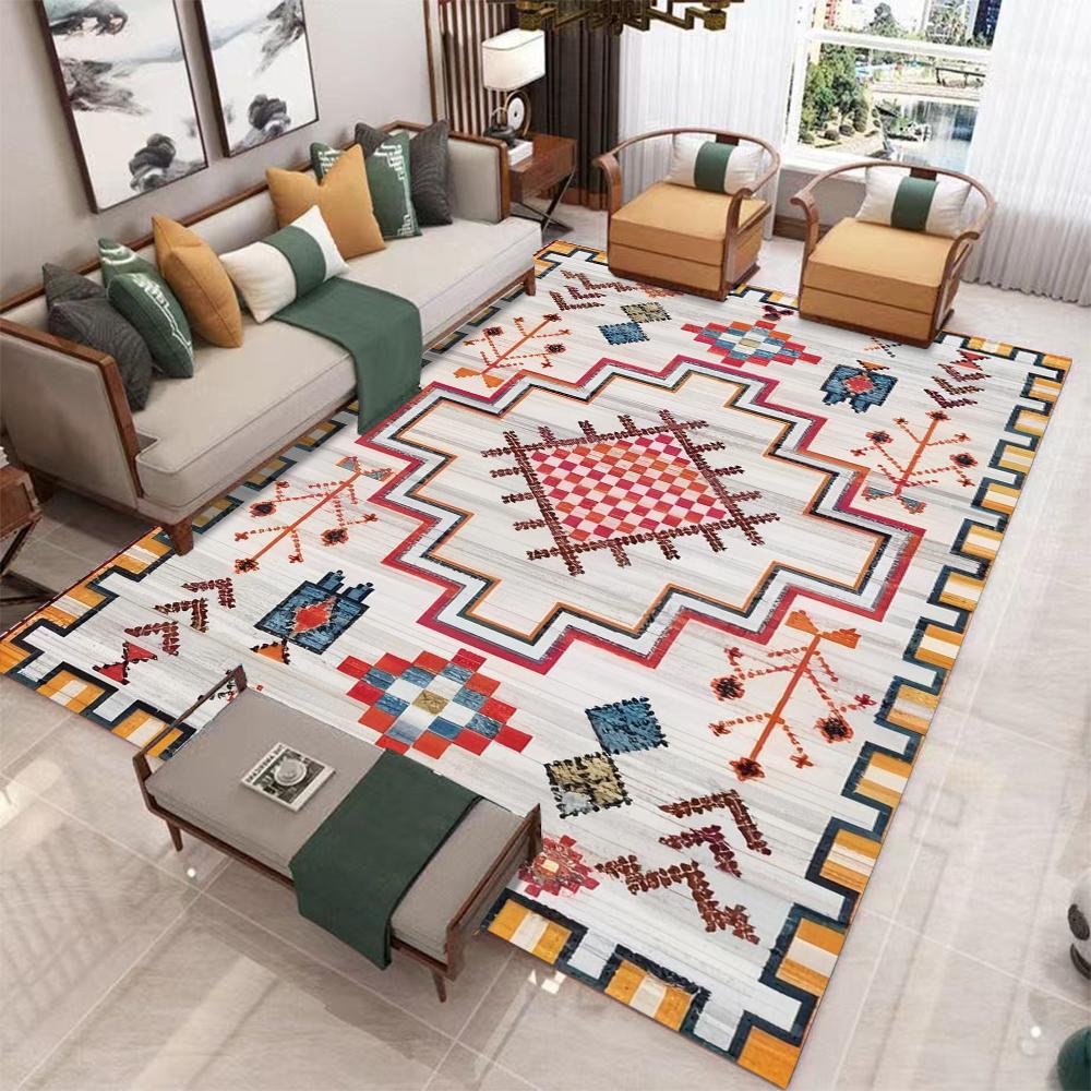 Традиционный турецкий ковер, Ковер с медальоном, Богемный ковер для гостиной, Напольный декор в винтажном стиле, Моющийся ковер, Нескользящий ковер