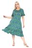 Женское платье большого размера, зеленая юбка больших размеров с короткими рукавами и рюшами, платье миди с узором Kilim