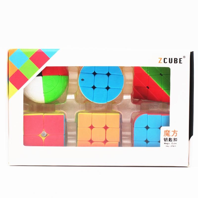 Подарочная коробка 6 в 1 Брелок Головоломка кубик Рубика 3x3x3 кубик подвеска на рюкзак кубик 3x3 cubo magico милый Куб Gamecube Брелок кубик игрушки