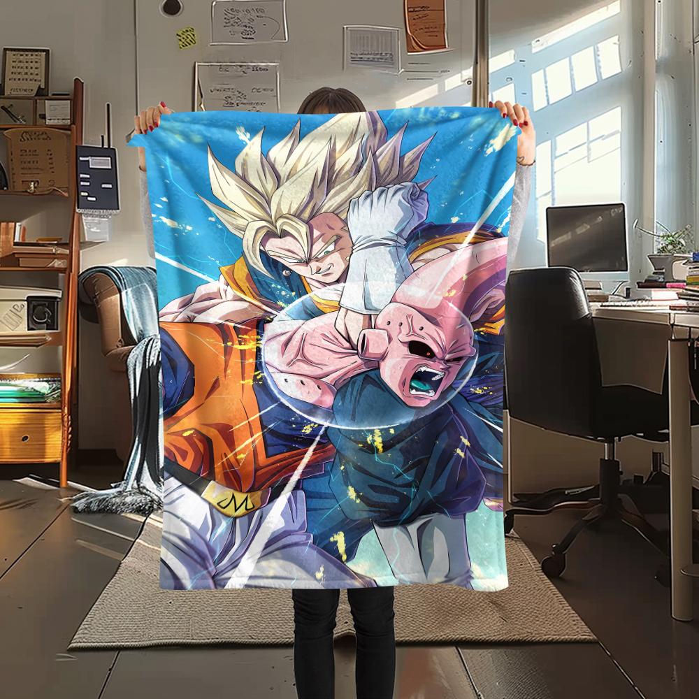 Фланелевое одеяло с принтом персонажей Dragon Ball, Высококачественное, Удобное для всех сезонов, Декор для дома, Тепло и уют, Идеально для рождественских подарков