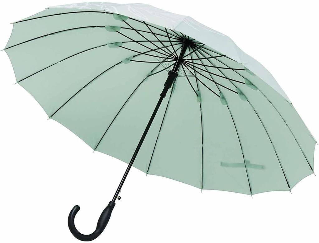 Mabu 58cm Basic Jump 16 Palm Leaf Parasol Long Umbrella with UV Light and a Floral Suitable for Rain or and Women's (SMV-42081) - Protection,