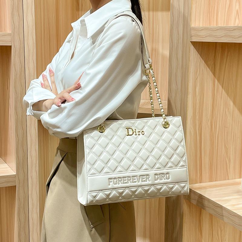 Кожаная вместительная сумка-тоут для поездок на работу, Новая женская высококлассная сумка на цепочке, Одноплечевая сумка через плечо