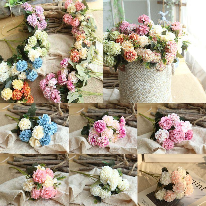 Luxurious 10 Heads Artificial Silk Hydrangea Fake Flowers For Stylish Interior Decoration