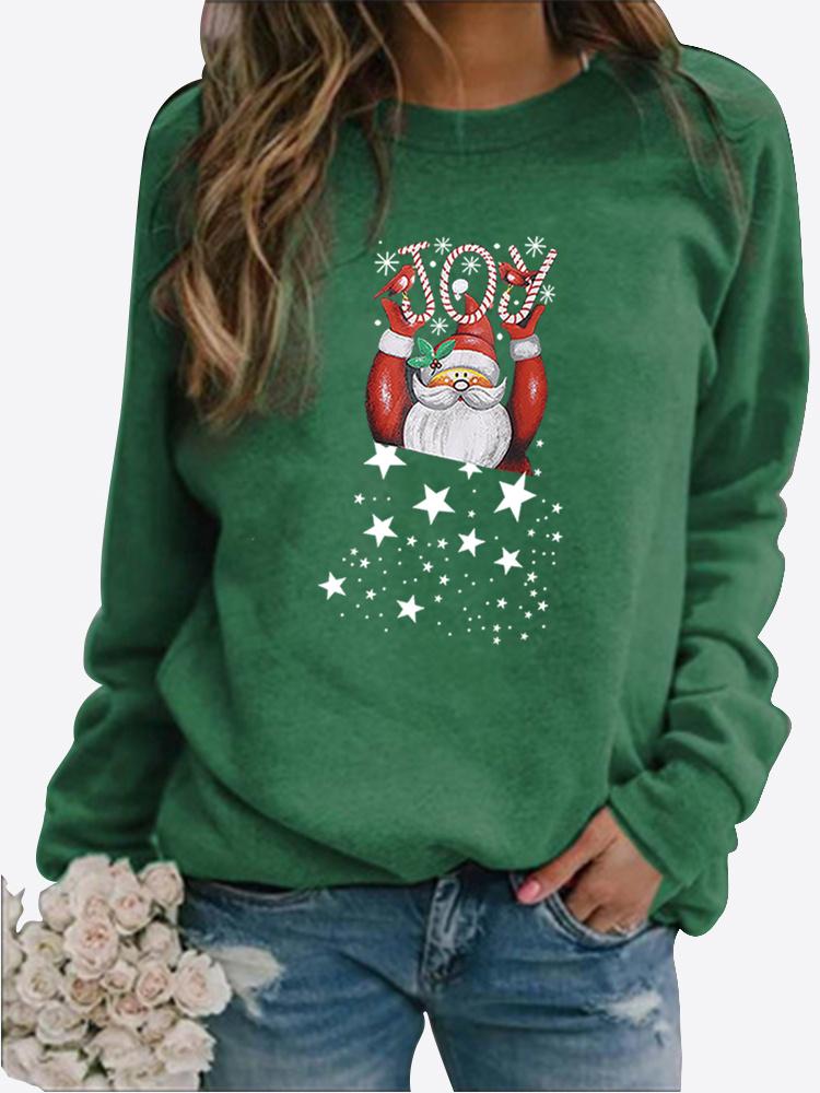 Зимняя повседневная женская толстовка со снежинками и буквенным принтом, круглым вырезом и длинными рукавами, свободная женская футболка с рисунком, блузка размера плюс