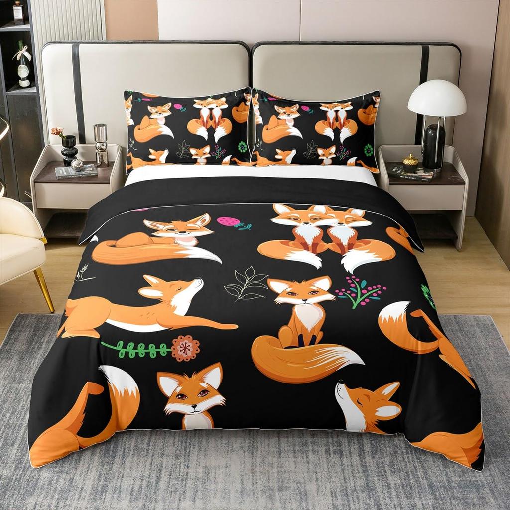 Fox Duvet Cover Sets For Kids Teens Quilt Covers Lightweight Down Room Decor Queen King Size 2 Pillowcase 1 Duvet Cover No Quilt
