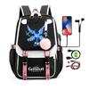 Anime Game Printed Bag Canvas Backpack Large Capacity Bookbag for Boy Girl Kids Gifts Usb Charging Travel Backpack Student School Bag