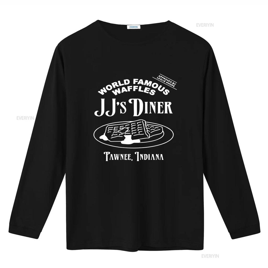 JJs Diner Indiana World Famous Waffles by Leslie Knope Parks and Rec T Shirt vintage Washed Versatile Breathable Casual