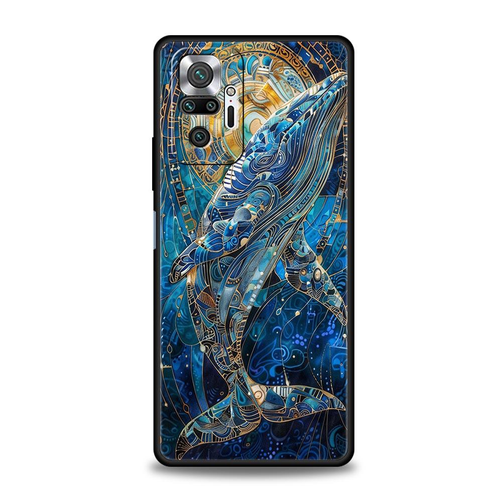 Синий чехол для телефона с изображением морской рыбы для Redmi 14C 10C Note 15 14 13 12 10 11 K40 Pro Plus 5G Ударопрочный мягкий ТПУ чехол Fundas Сумки