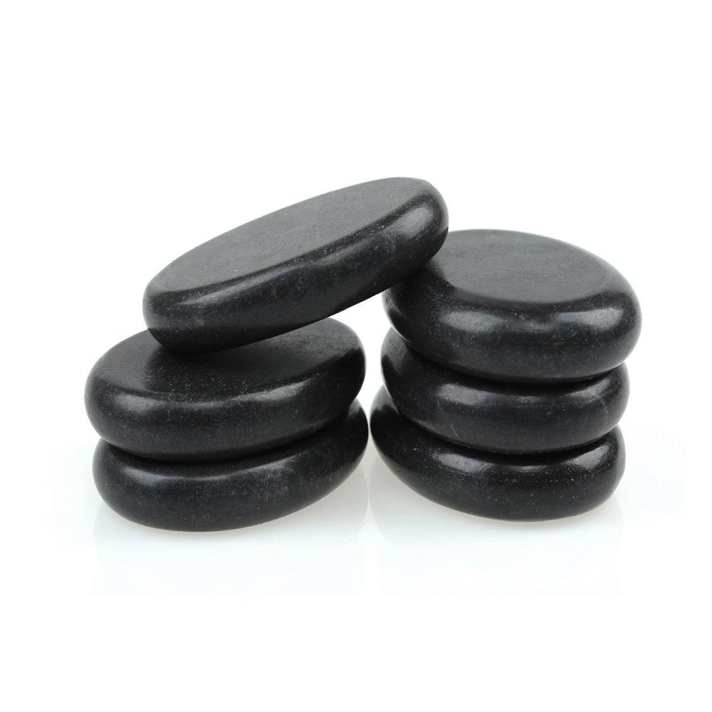 Windfulogo 6 шт. Набор горячих массажных камней Натуральная лава Базальт спа массажные горячие согревающие камни Черный x in 2.36 3.14 (6x8cm)